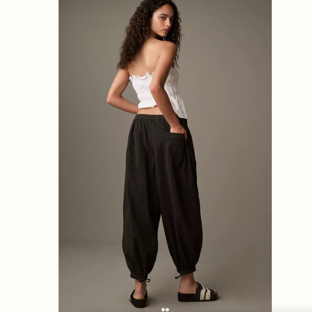 Pilcro Black Seersucker Parachute Pants - Picture 2 of 9